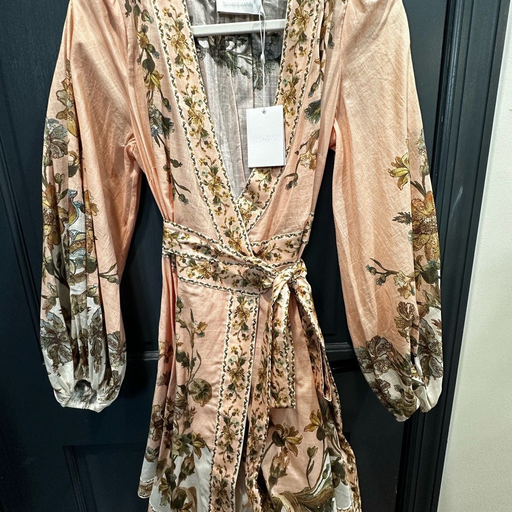 Zimmerman Chintz Wrap Mini Dress in Pink Daisy Floral size 0 NWT
